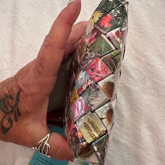 Nahui Ollin Candy Wrapper Multicolor Removable Strap Wristlet Wallet Keychain - Picture 5 of 14